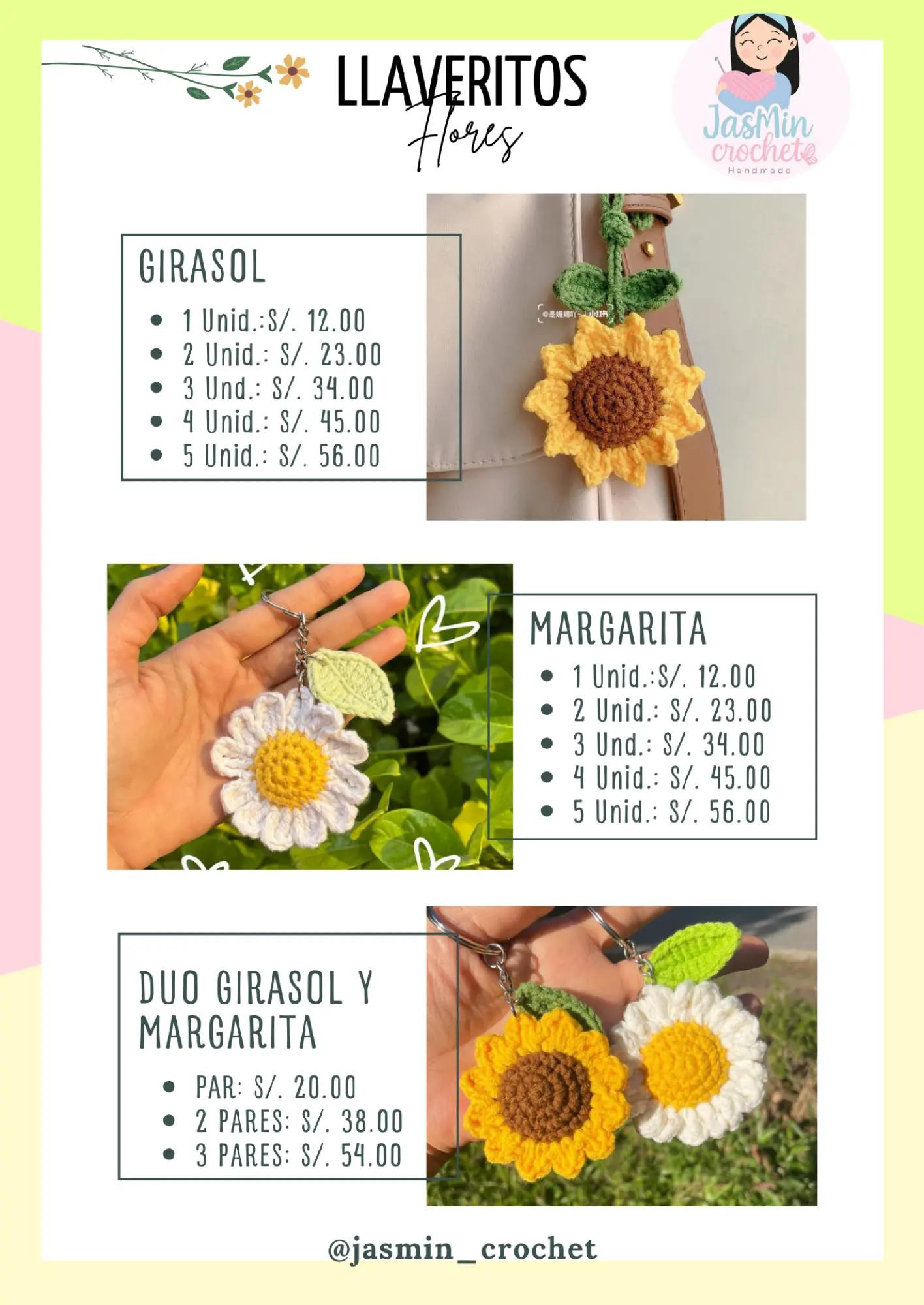 Llaveros Móc Len Hoa và Ong - Tulip, Rosa, Girasol, Abejita