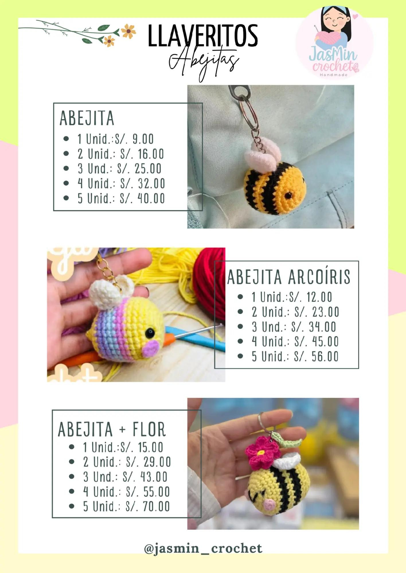 Llaveros Móc Len Hoa và Ong - Tulip, Rosa, Girasol, Abejita