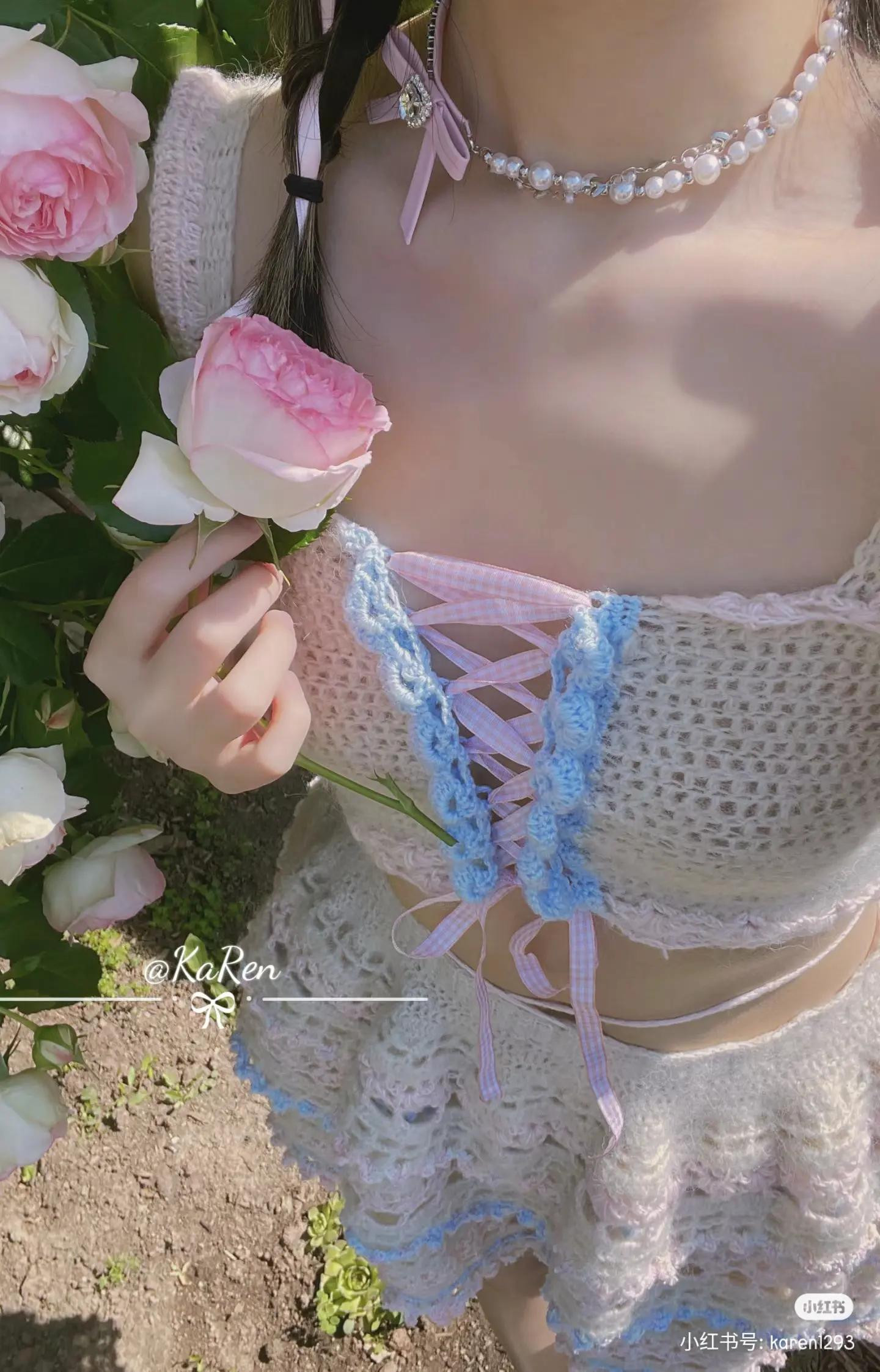 Lolita Crochet Cake Skirt and Cami Top Pattern with Detailed Flat Charts