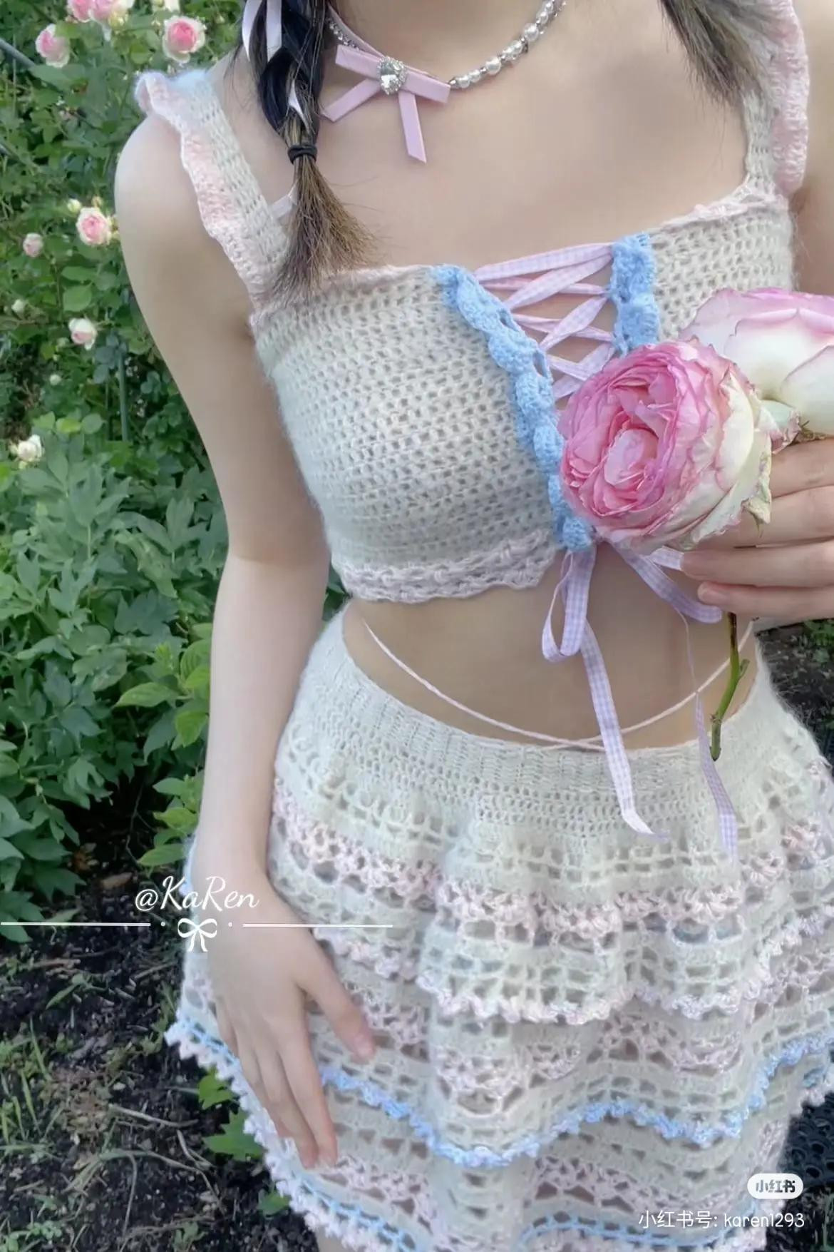 Lolita Crochet Cake Skirt and Cami Top Pattern with Detailed Flat Charts