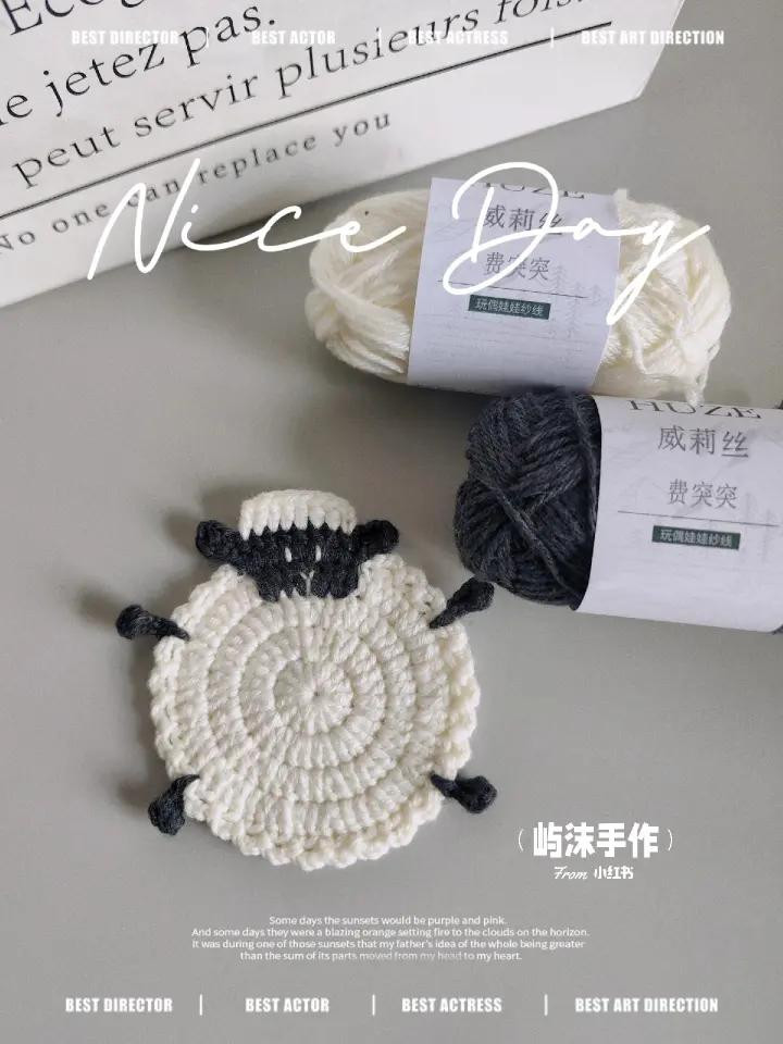 Lót Ly Con Cừu Nhỏ: Mẫu móc len hình cừu trắng đen, hướng dẫn chi tiết từng hàng