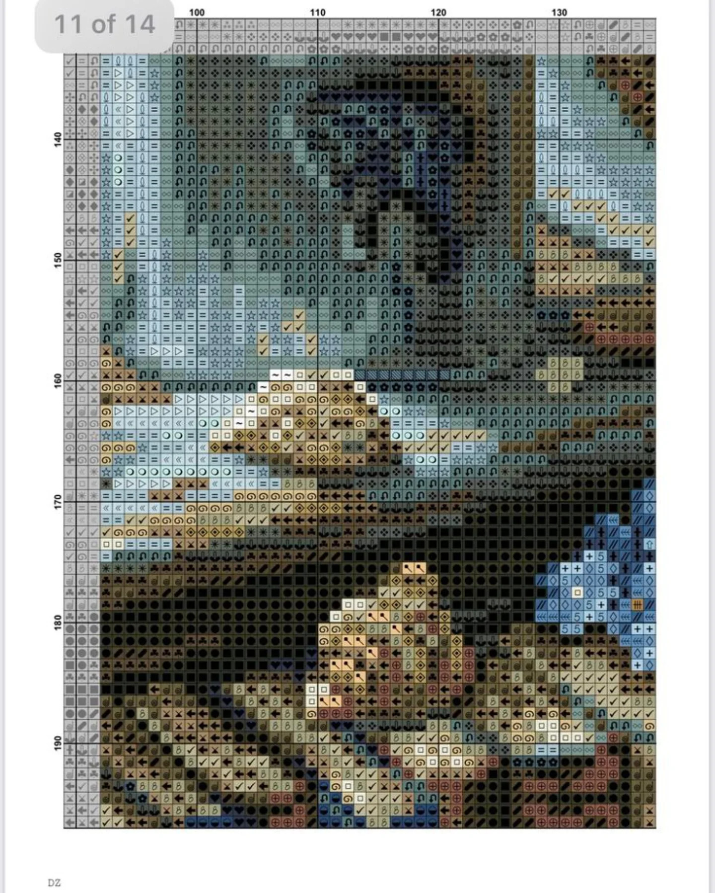 Luca-S Sea View Cross Stitch Pattern Chart - Blue Hydrangeas and Ocean Scenery