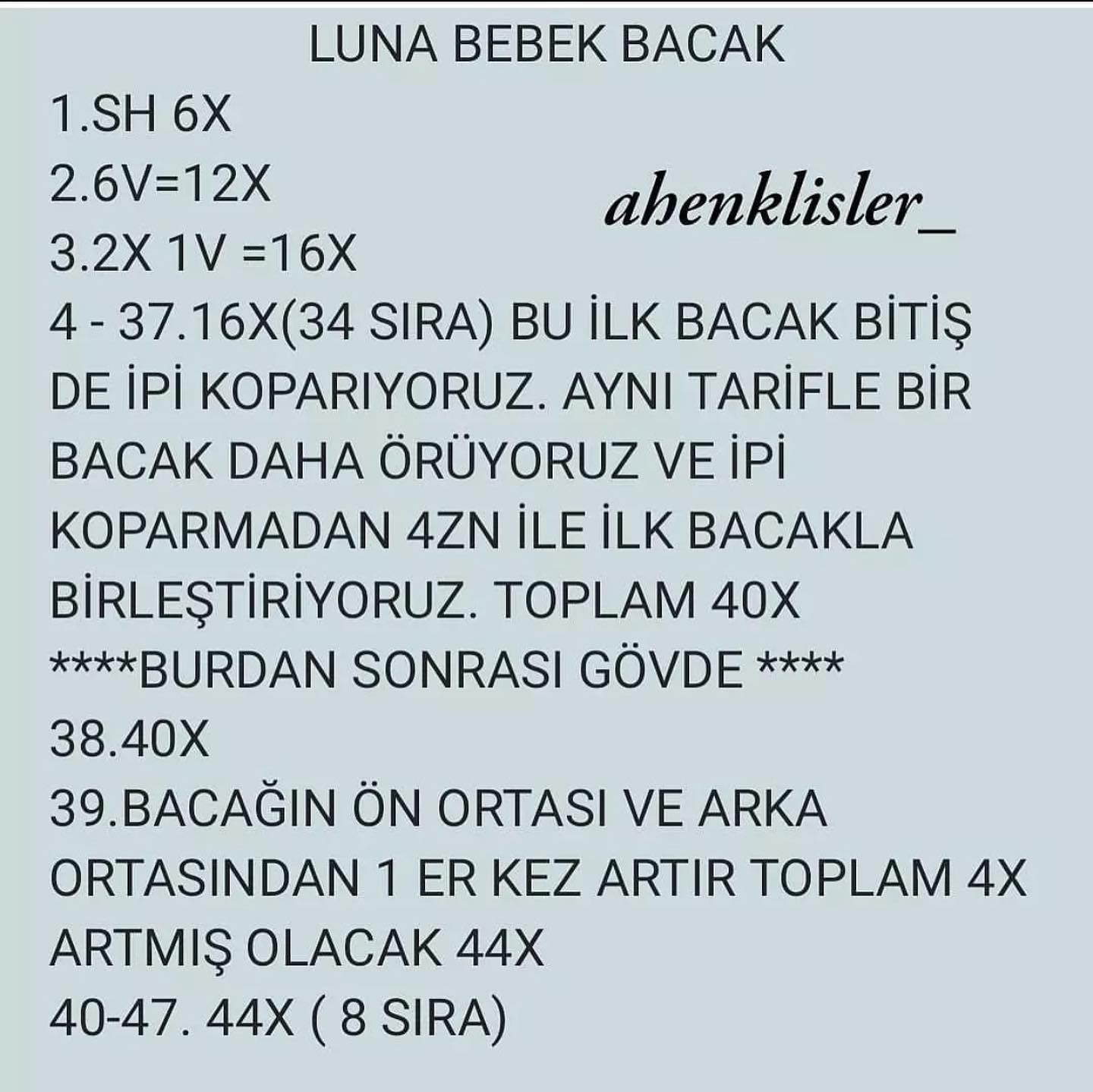 Luna Bebek Tarifi: Amigurumi bebek örme dökümü (Kafa, Kol ve Bacak)