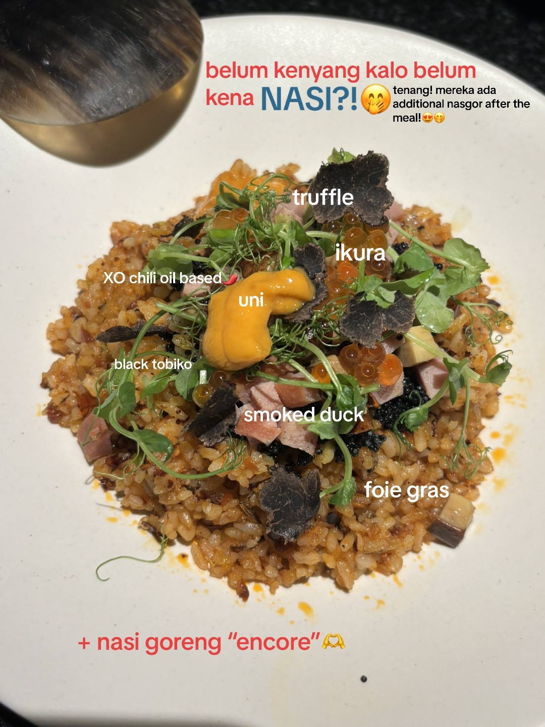 Luxurious 7-course tasting menu at Suma Jakarta featuring fancy Nasi Goreng, caviar, and quail egg