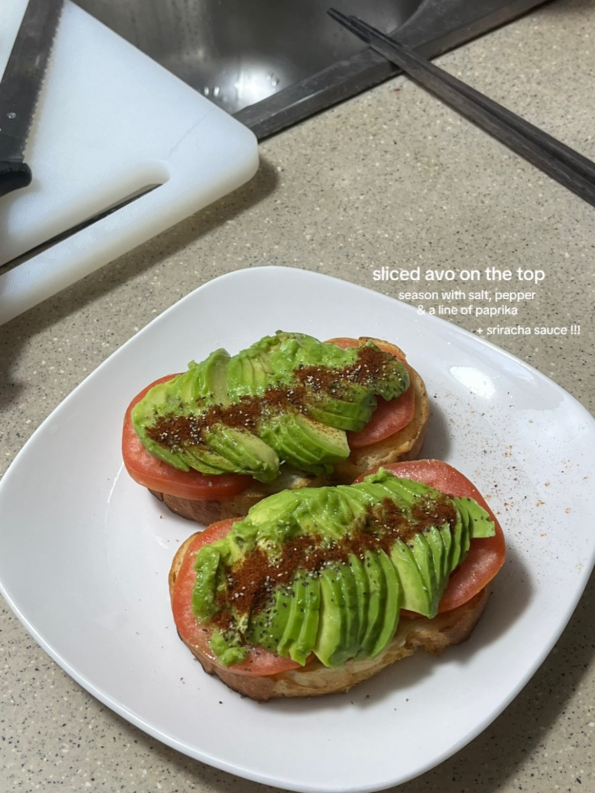 Make breakfast avo toast with me: simple avocado toast with tomatoes, buttered bread, and scrambled eggs