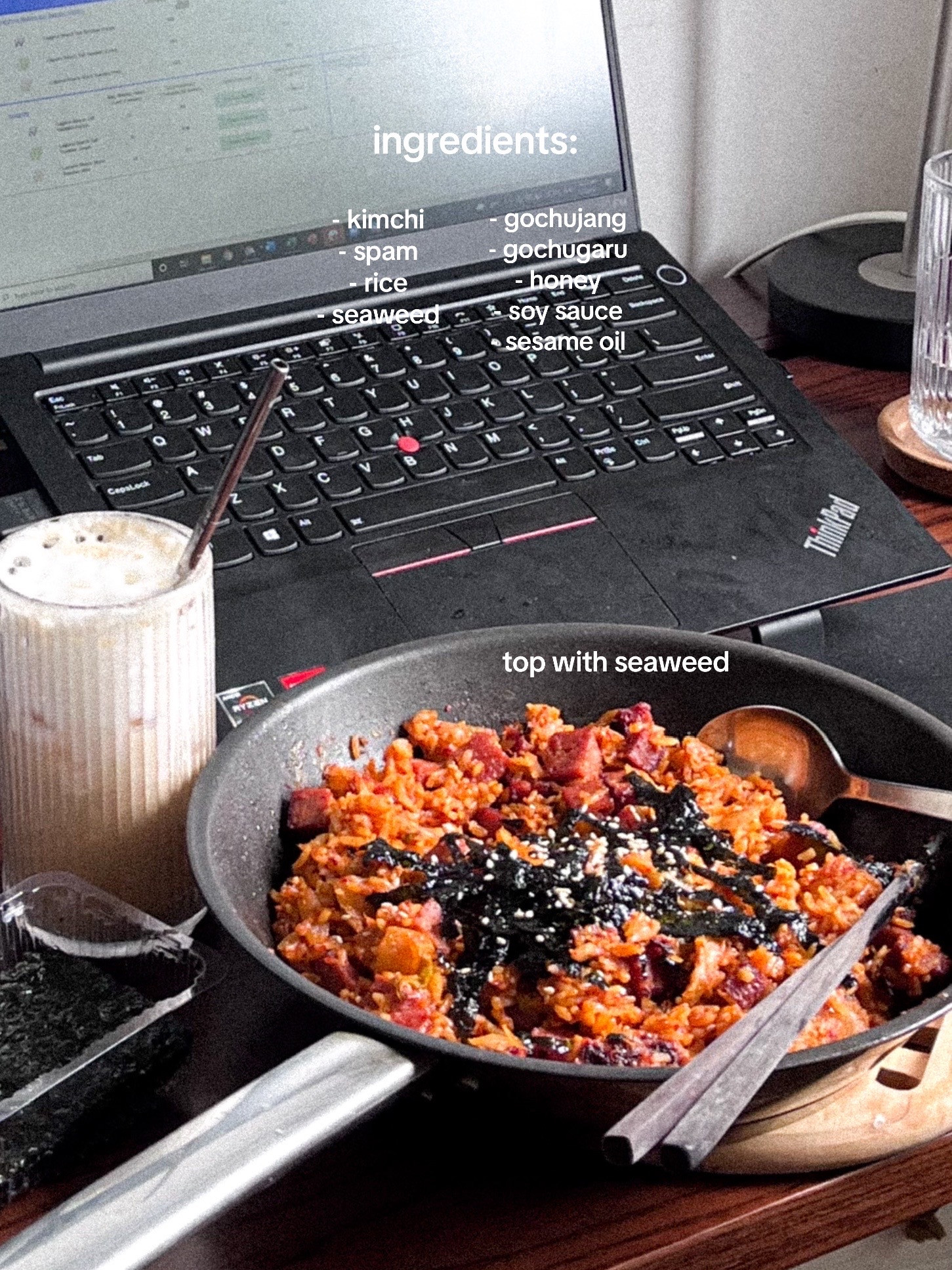 Make Kimchi Fried Rice with Spam and Seaweed