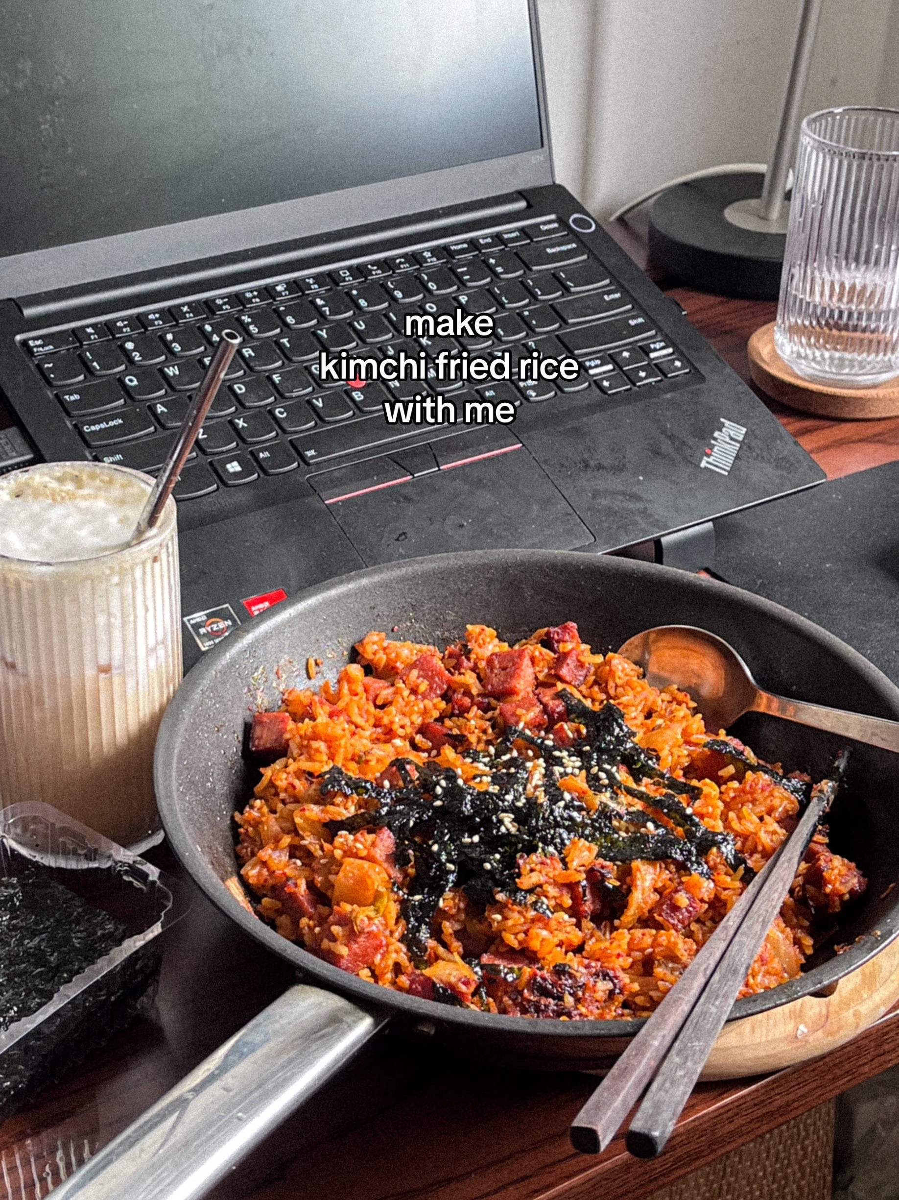 Make Kimchi Fried Rice with Spam and Seaweed