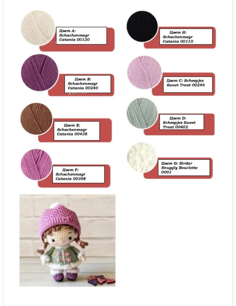 Маленькая Роза: Схема вязания куклы амигуруми