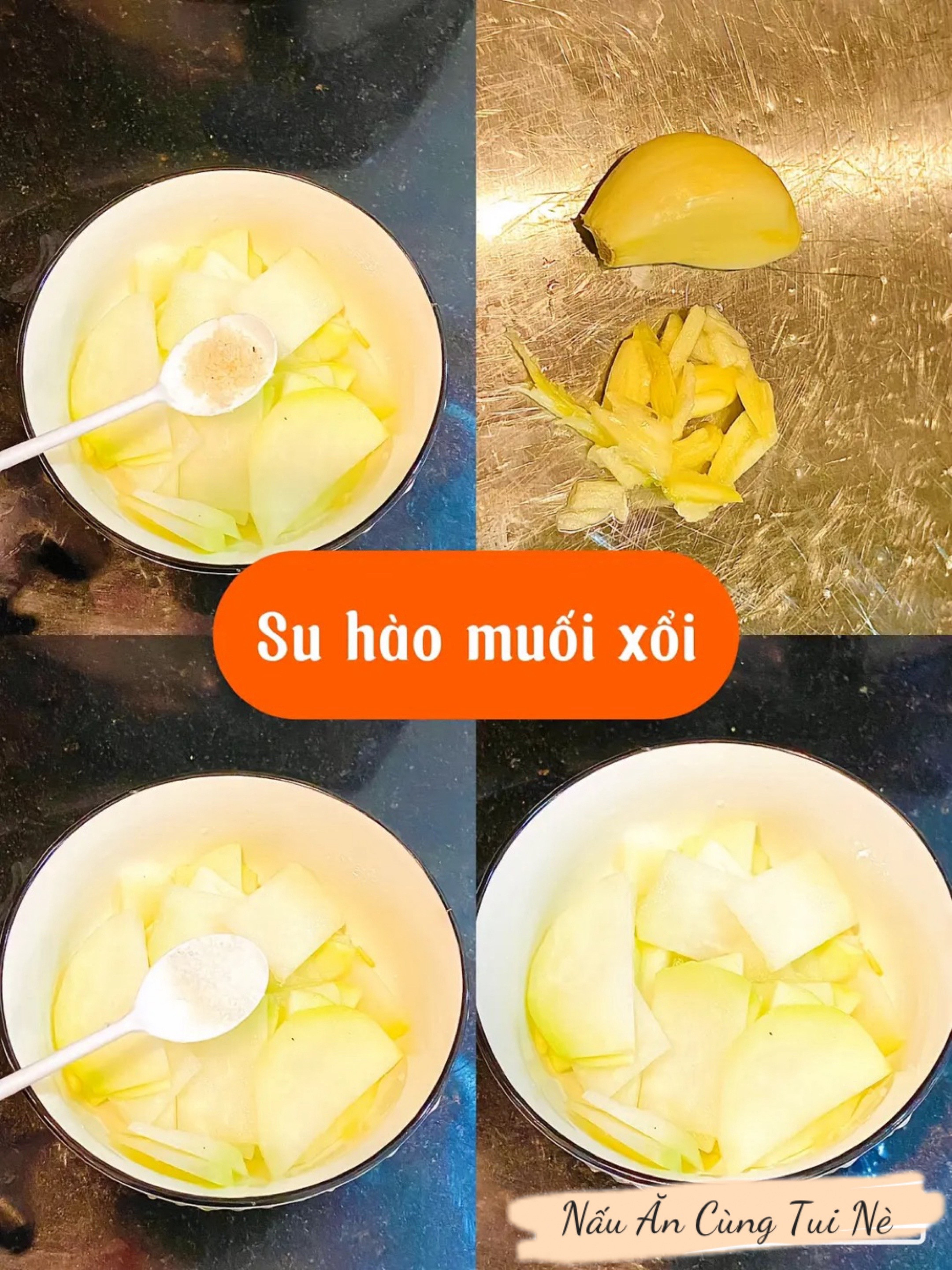 Mâm cơm cuối tháng tiết kiệm với thịt cháy tỏi, bắp cải xào và su hào muối xổi