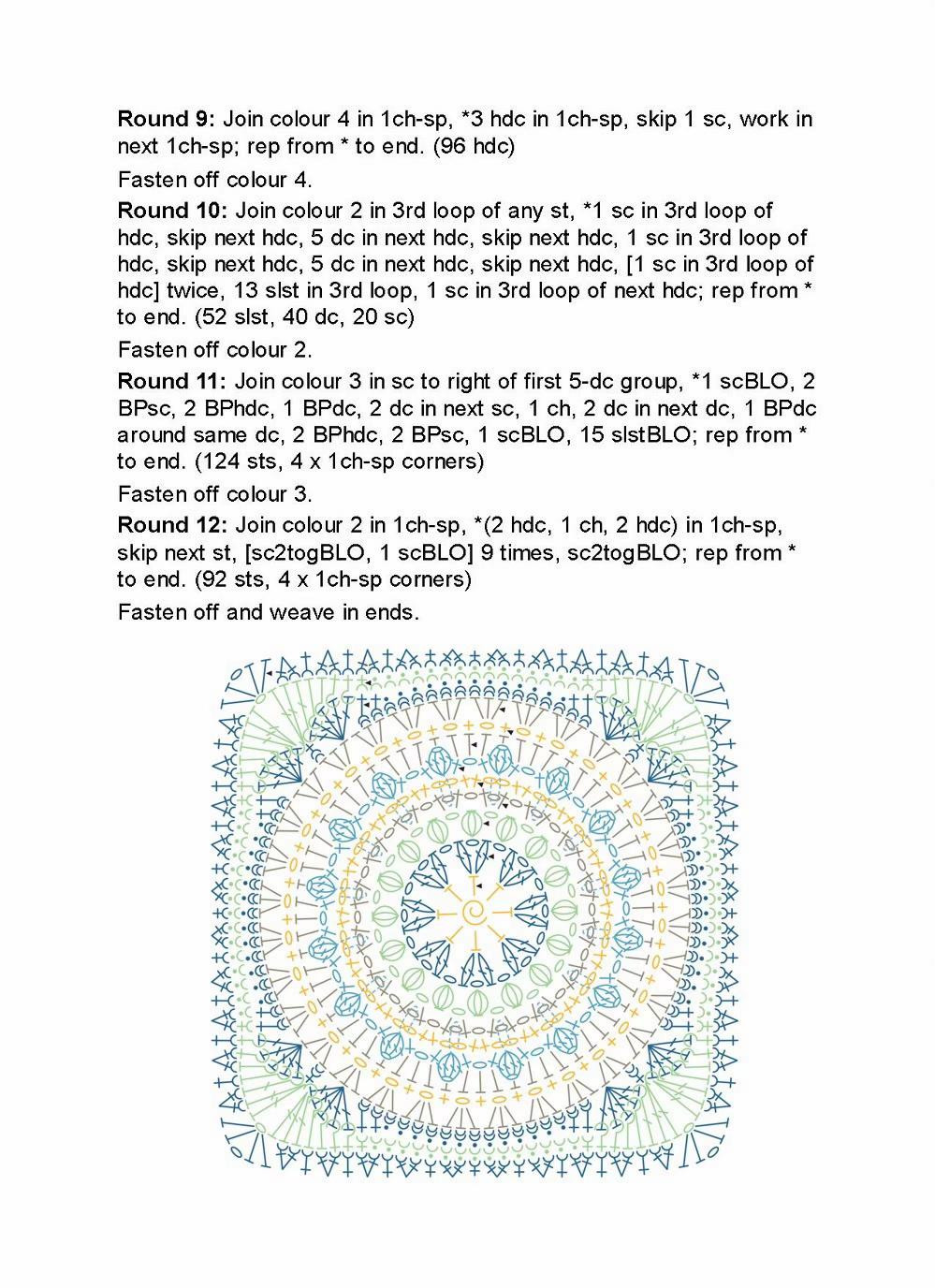 Mandalita Crochet Pattern: Colorful Granny Square Chart by Caitie Moore