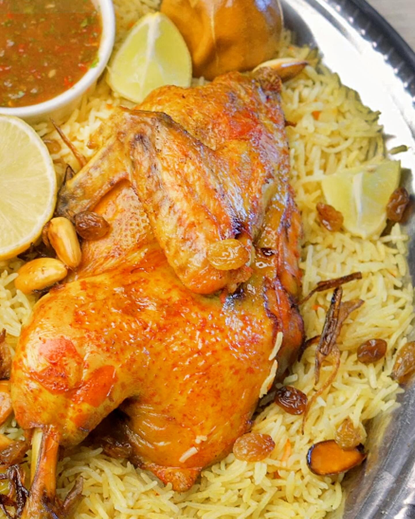 Mandi Rice Recipe: Arabian Chicken Mandi with Smoked Flavor, Basmati Rice, Fried Onions, Almonds and Raisins