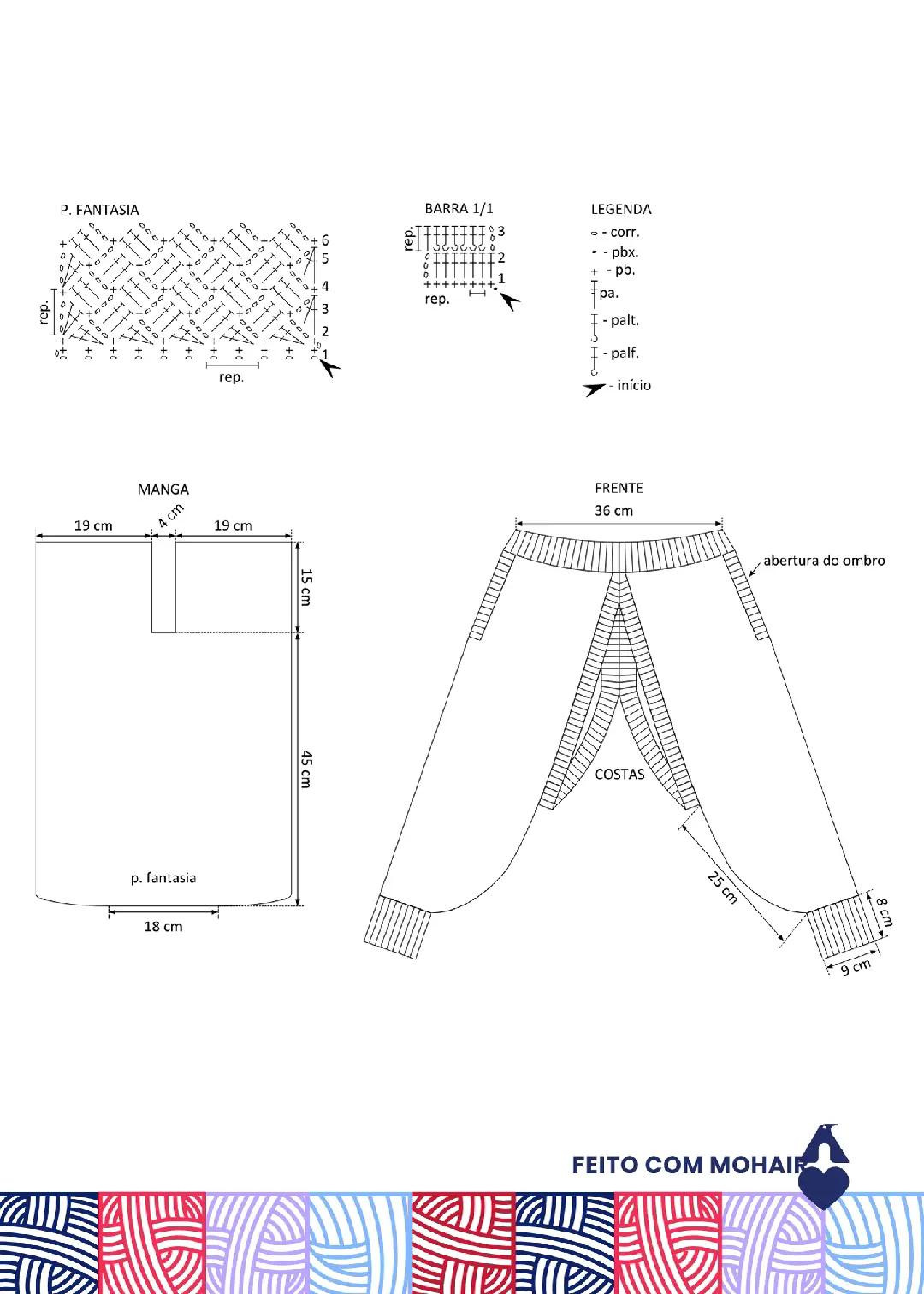 Manguito Maré Mohair: Hướng dẫn chi tiết cách móc áo len ngắn màu xanh pastel, thiết kế hở vai thời trang cho mùa đông