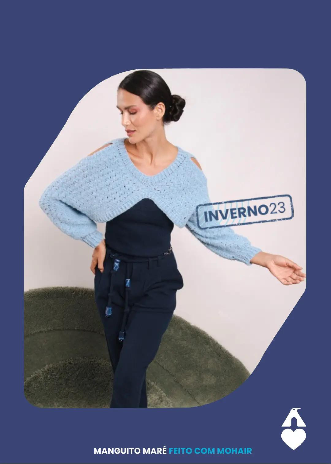 Manguito Maré Mohair: Hướng dẫn chi tiết cách móc áo len ngắn màu xanh pastel, thiết kế hở vai thời trang cho mùa đông