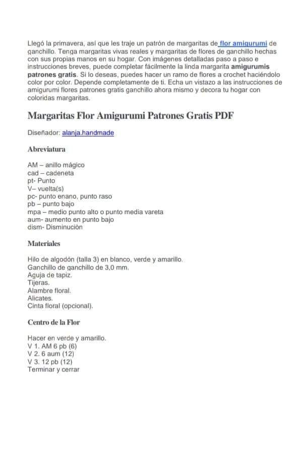 Margaritas Flor Amigurumi Patrones Gratis PDF