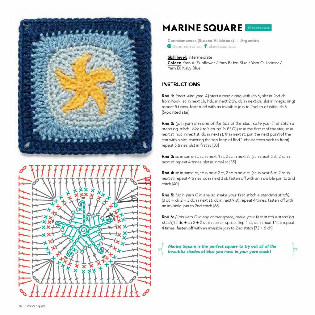 Marine Square Crochet Pattern with Star Design