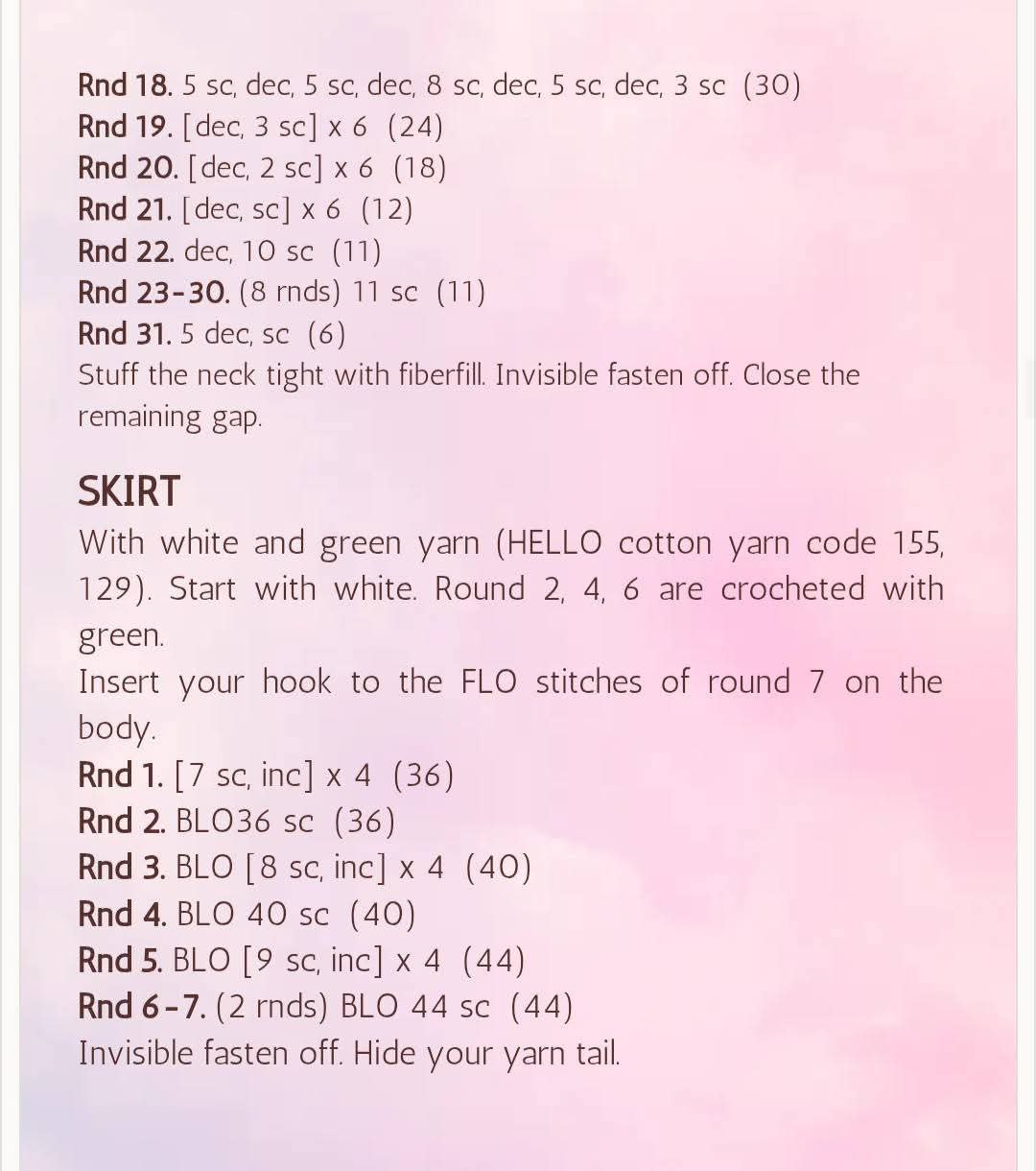 Marshmallow Doll Crochet Pattern Chart