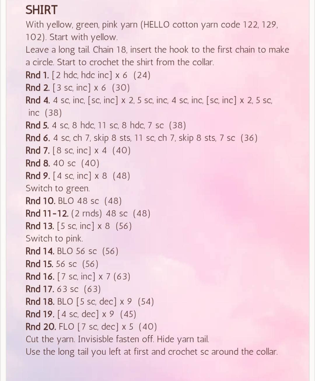 Marshmallow Doll Crochet Pattern Chart