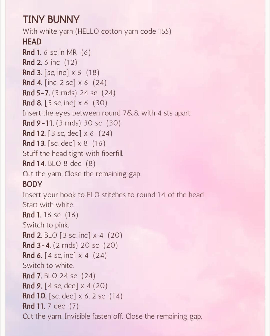 Marshmallow Doll Crochet Pattern Chart