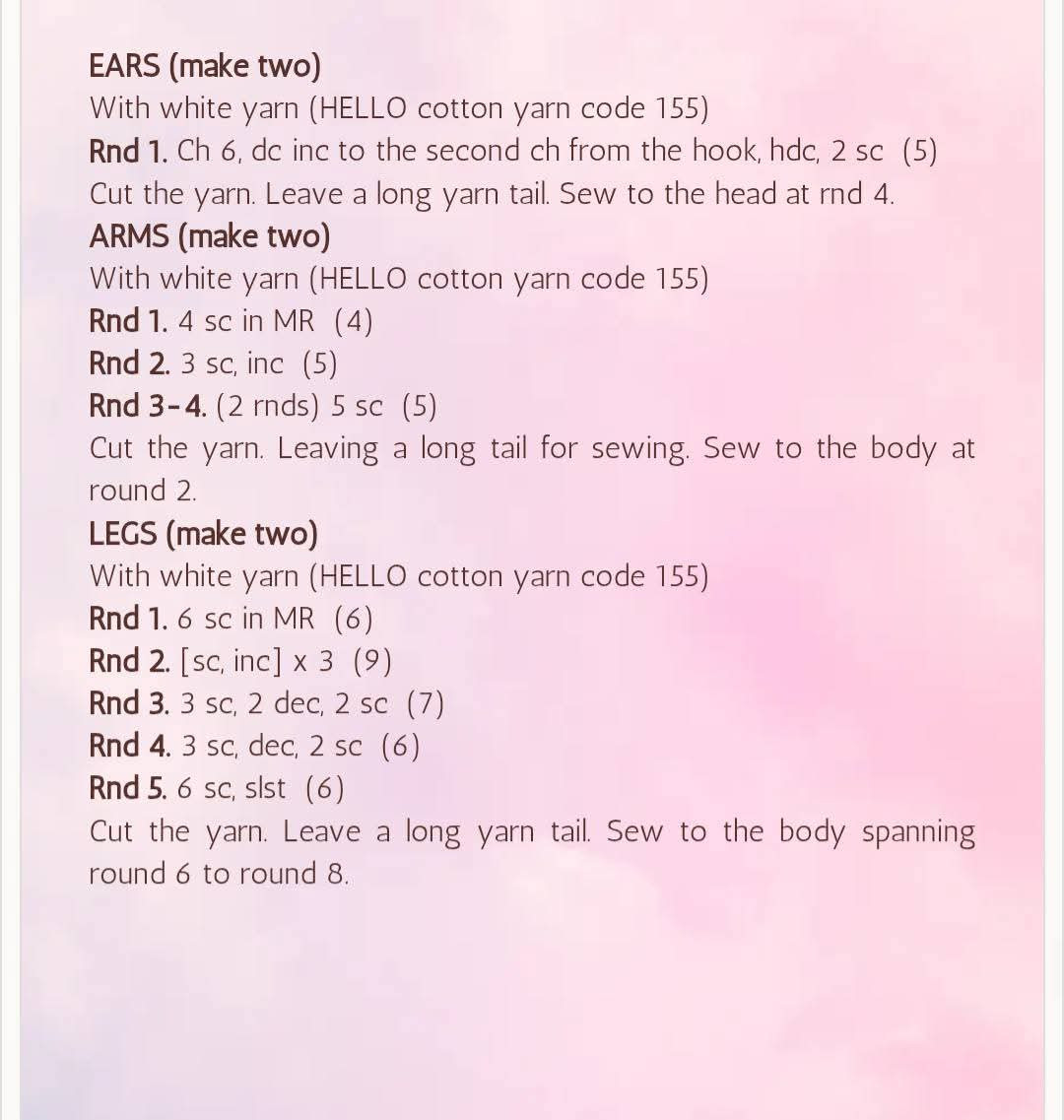 Marshmallow Doll Crochet Pattern Chart