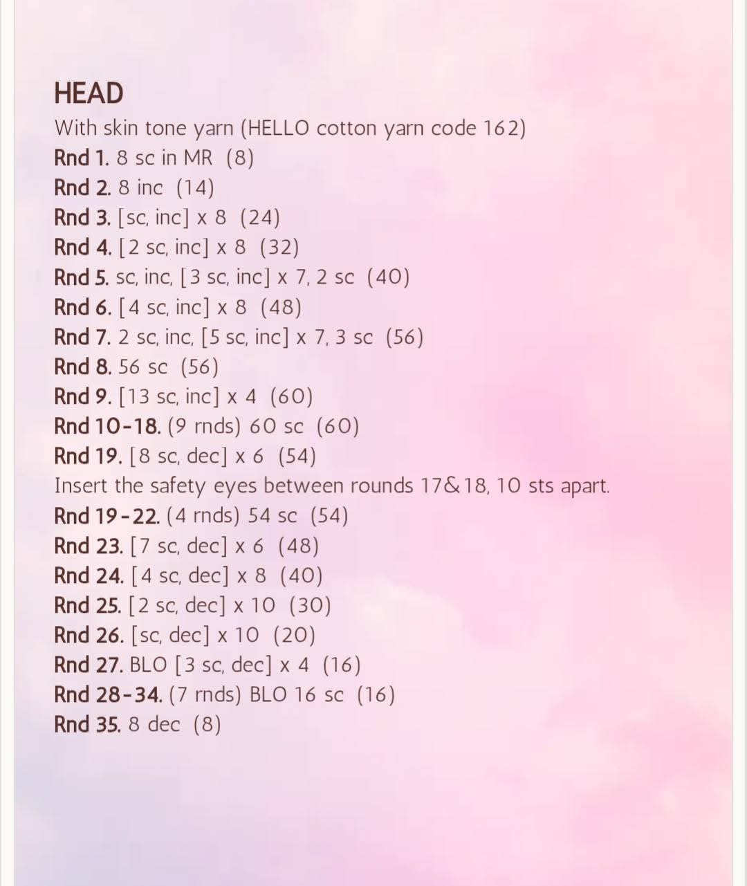 Marshmallow Doll Crochet Pattern Chart