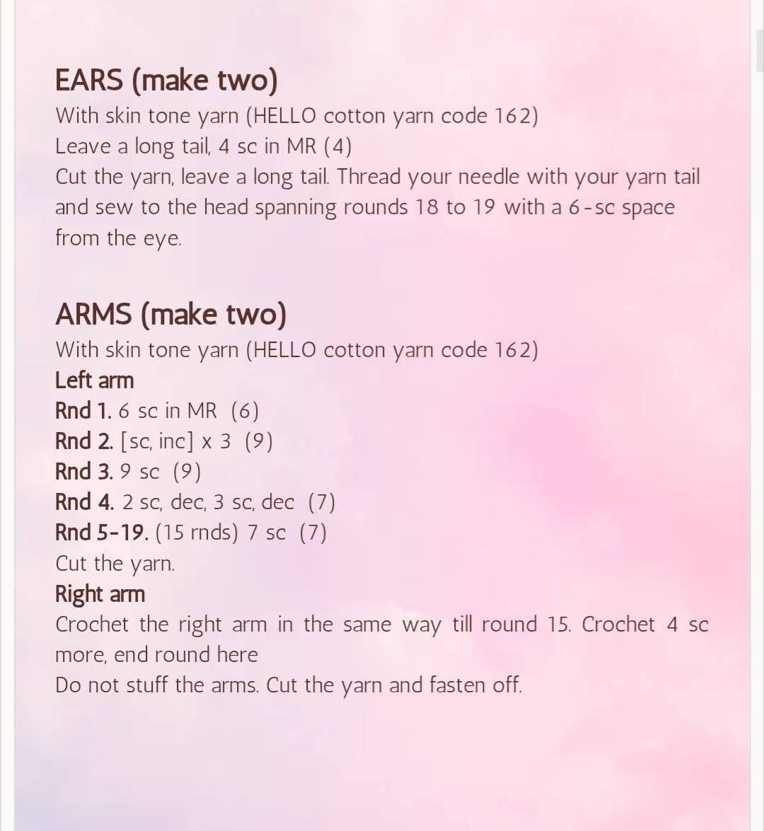 Marshmallow Doll Crochet Pattern Chart
