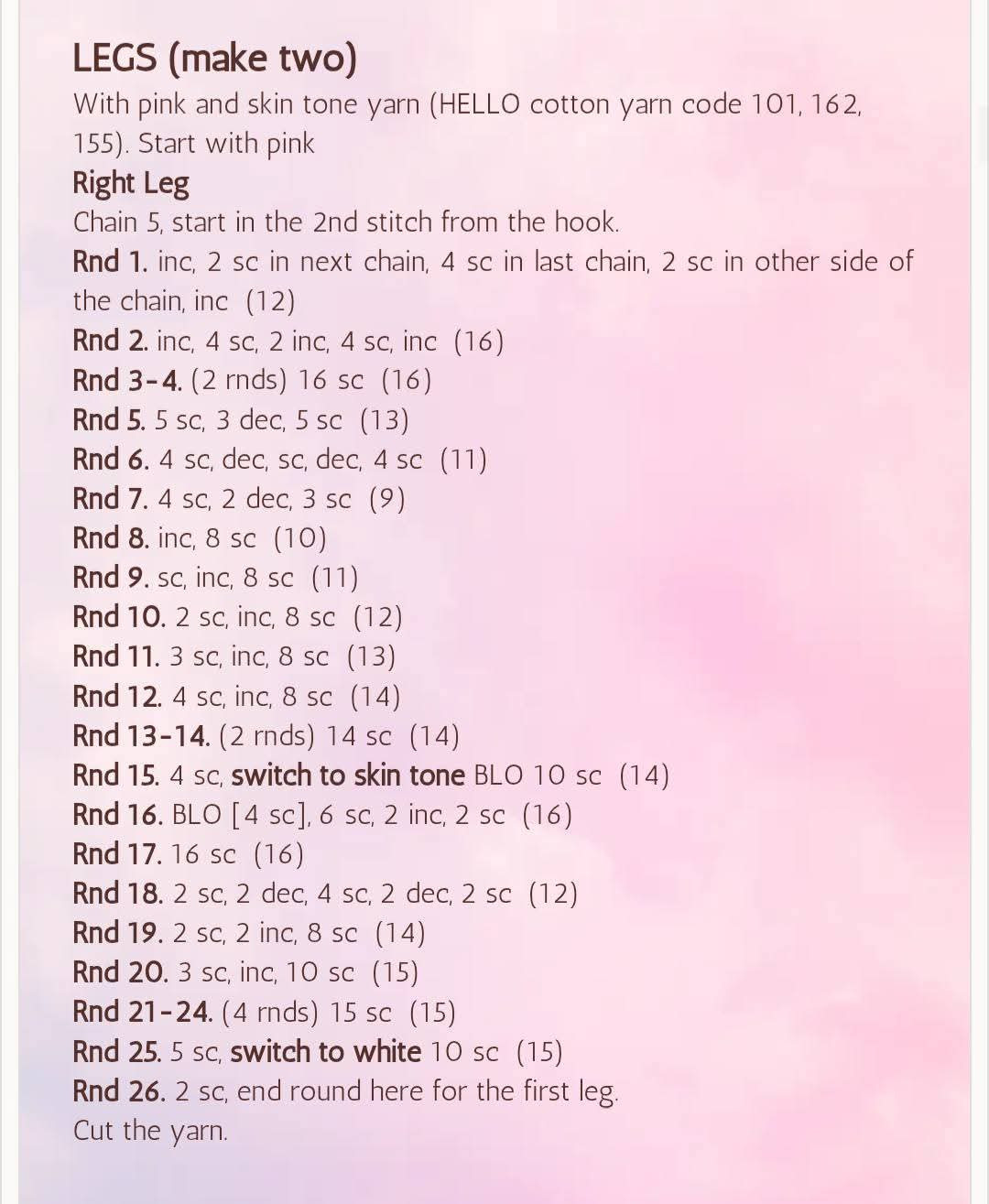 Marshmallow Doll Crochet Pattern Chart