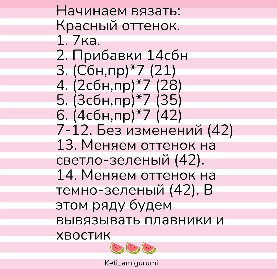 Мастер класс: Арбузный котёнок, схема вязания крючком