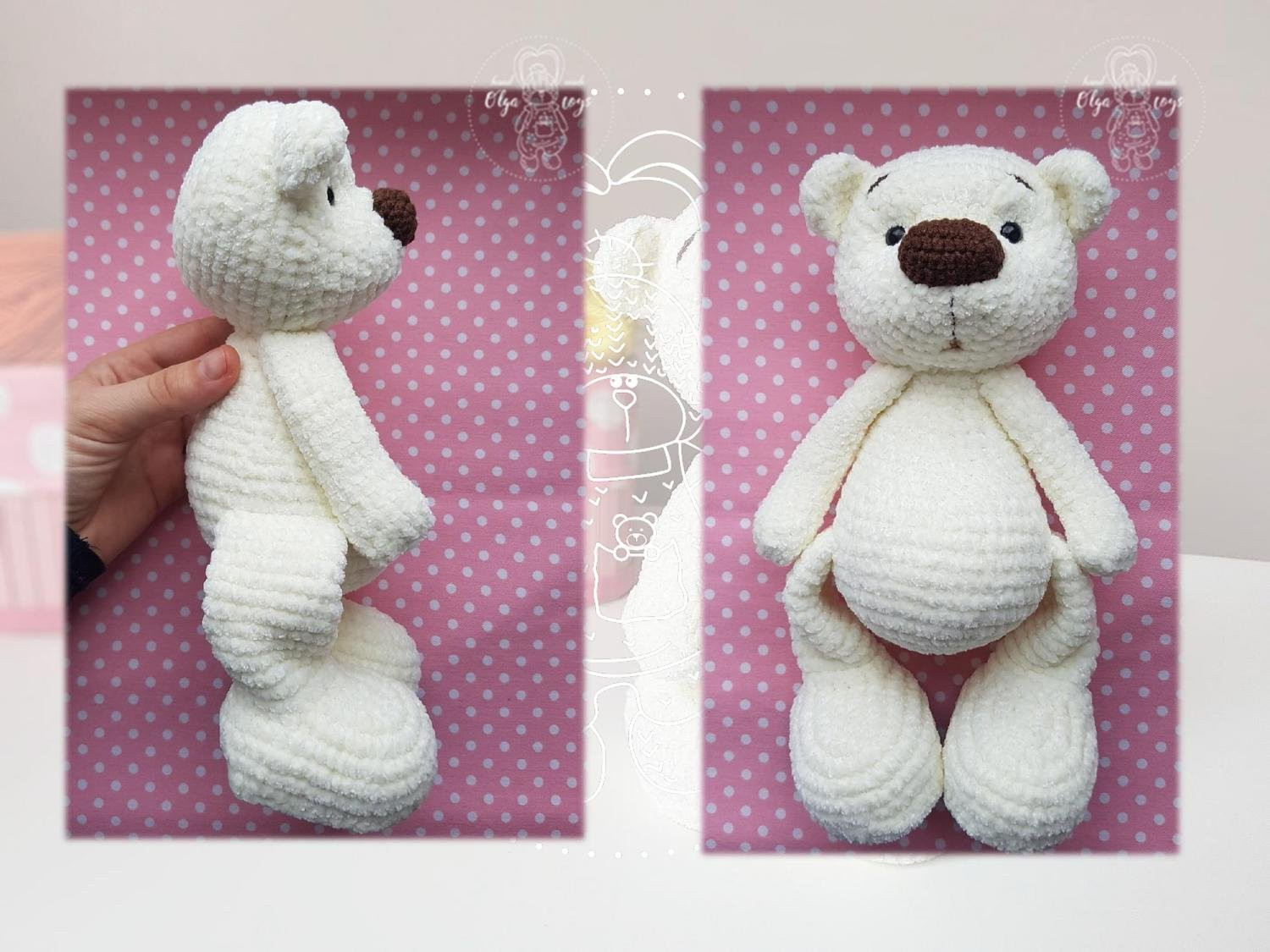 Мастер-класс по вязанию амигуруми: Белый плюшевый мишка Умка (22 см)