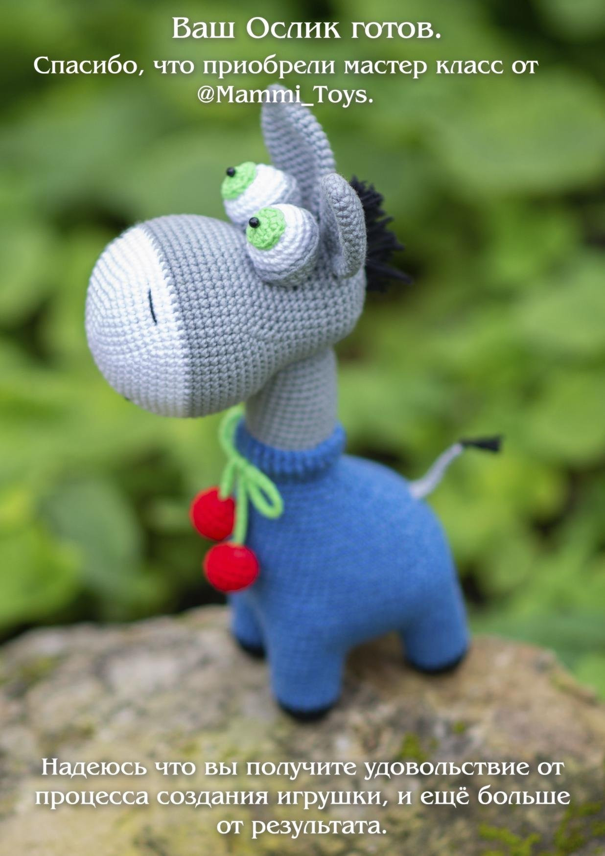 Мастер-класс по вязанию амигуруми Ослик с большими глазами от автора Швецова Ольга