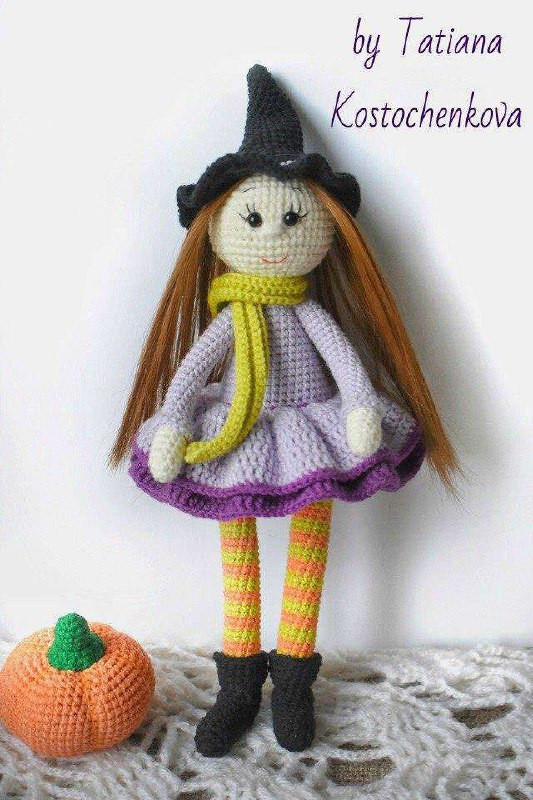 Мастер-класс по вязанию крючком: Амигуруми Ведьмочка Хлоя с тыквой