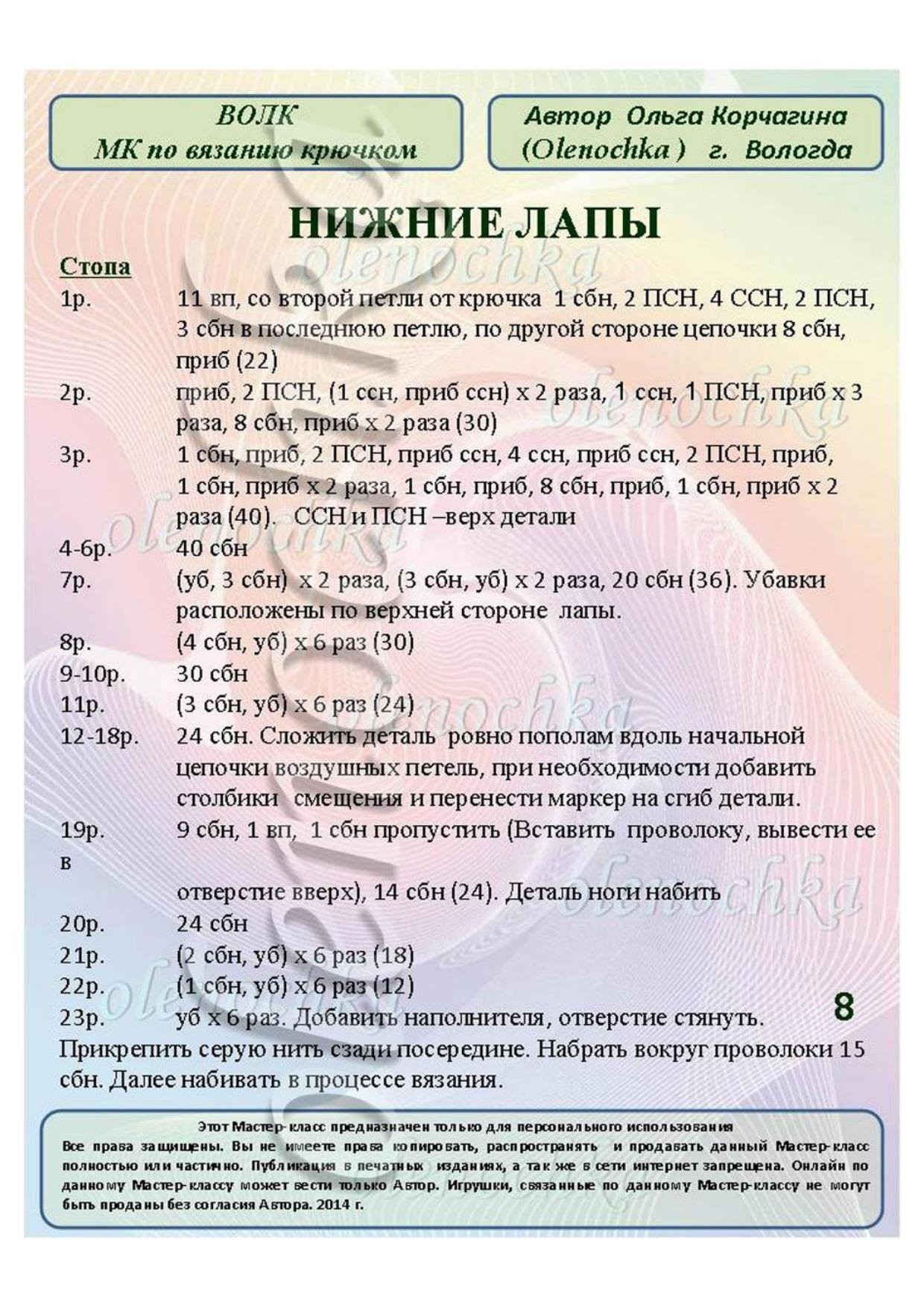Мастер-класс по вязанию крючком бумажного волка: подробная схема амигуруми с инструкциями и условными обозначениями