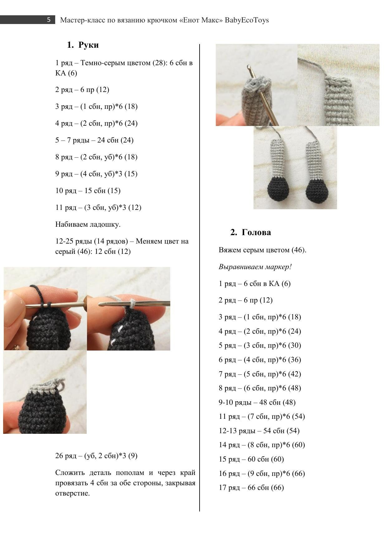 Мастер-класс по вязанию крючком енота Макса: схема амигуруми с фото