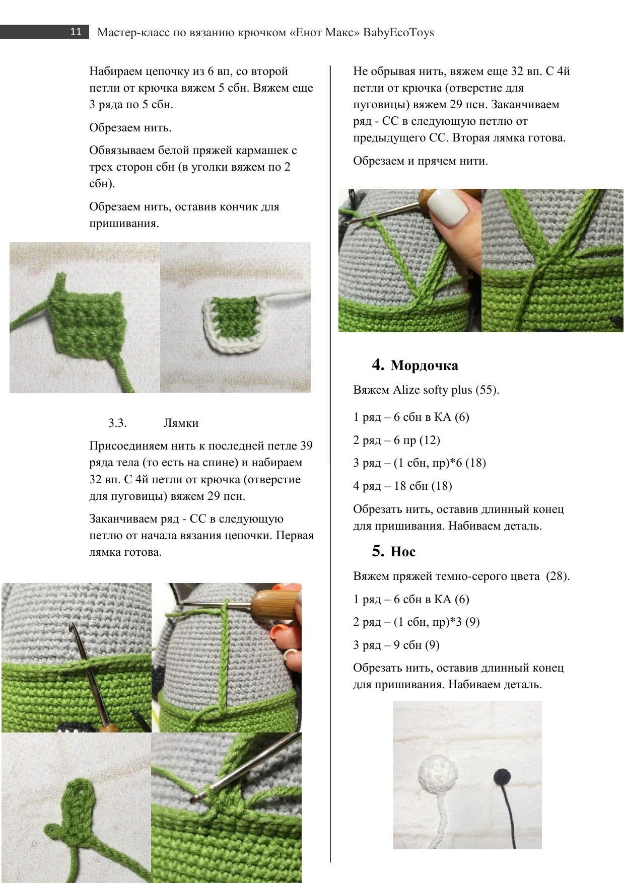 Мастер-класс по вязанию крючком енота Макса: схема амигуруми с фото