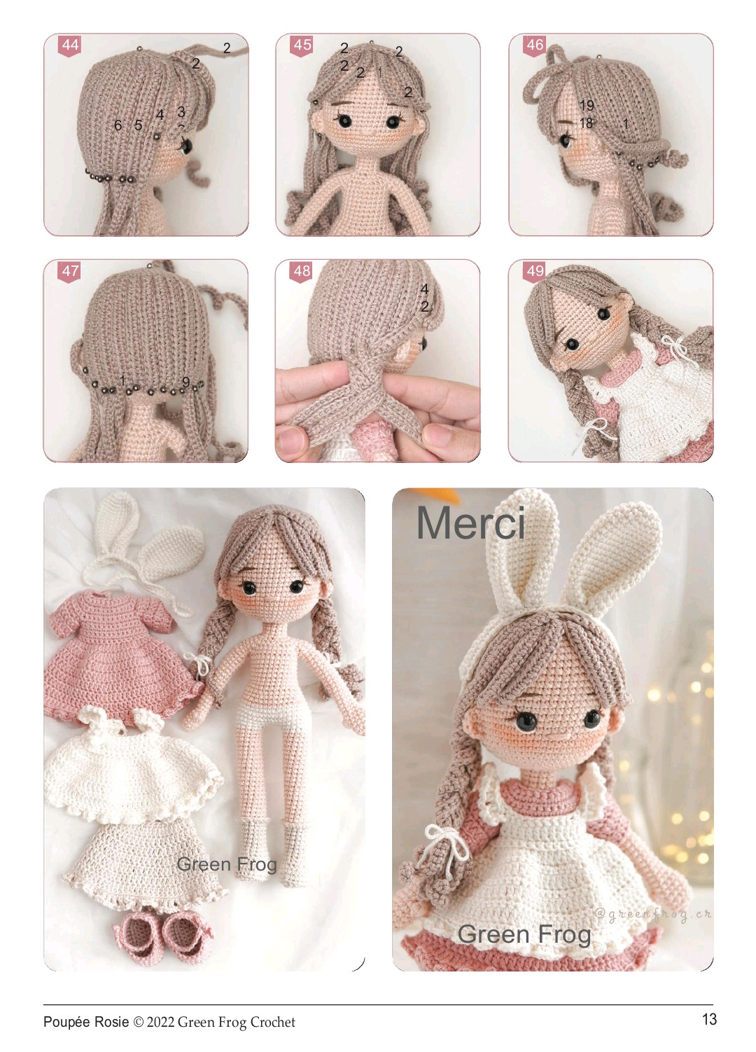 Мастер-класс по вязанию крючком куклы Розы с кроличьими ушками