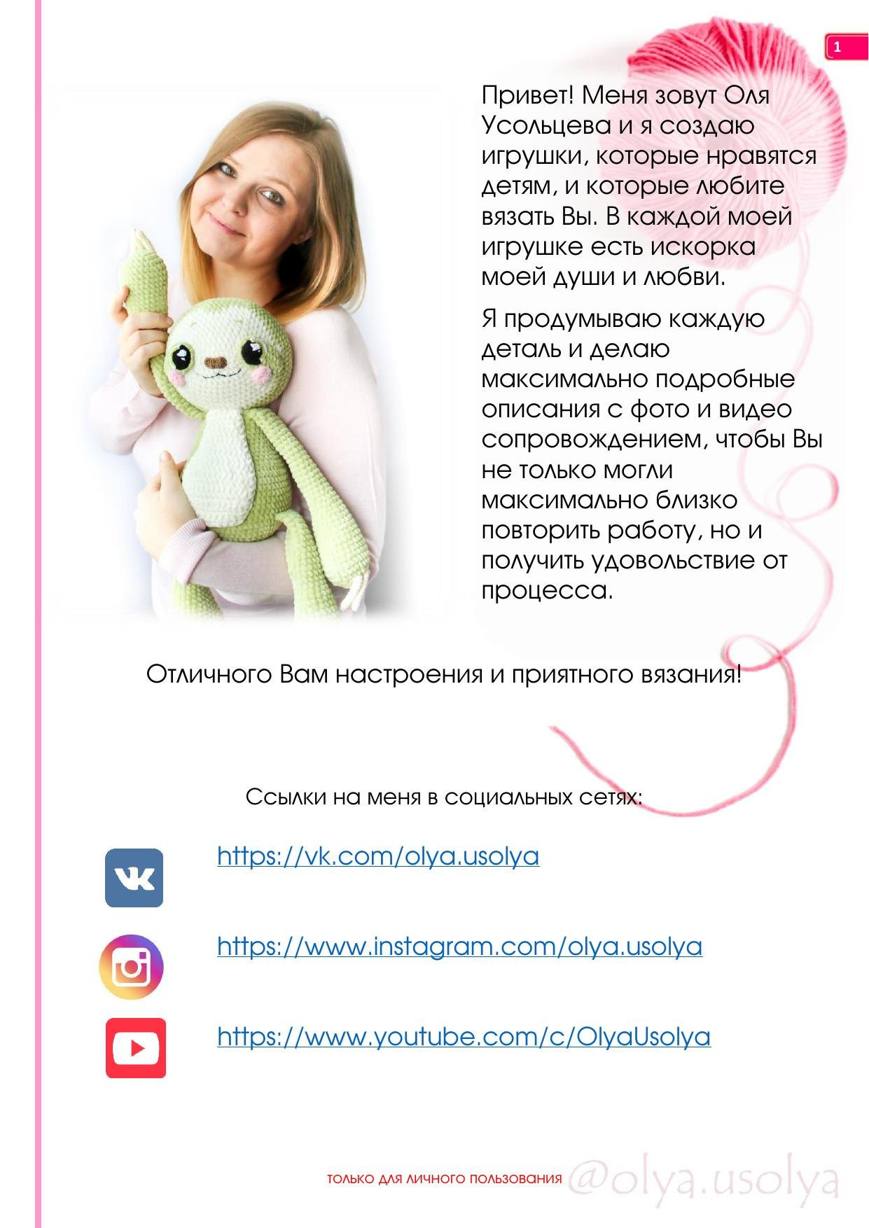 Мастер-класс по вязанию крючком плюшевого ленивца от Оли Усольцевой