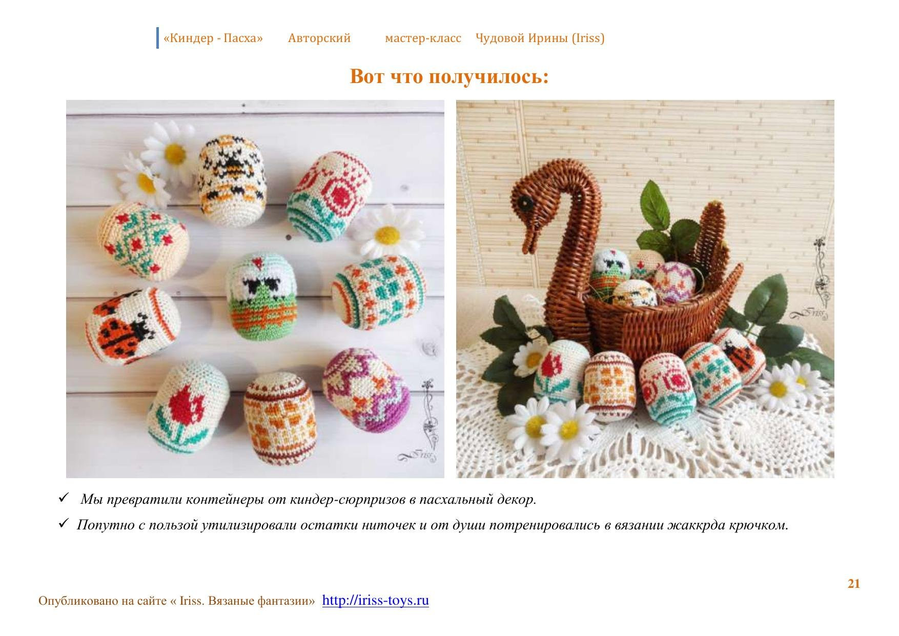 Мастер-класс по вязанию пасхальных яиц из ниток ирис на контейнеры от киндер-сюрприза