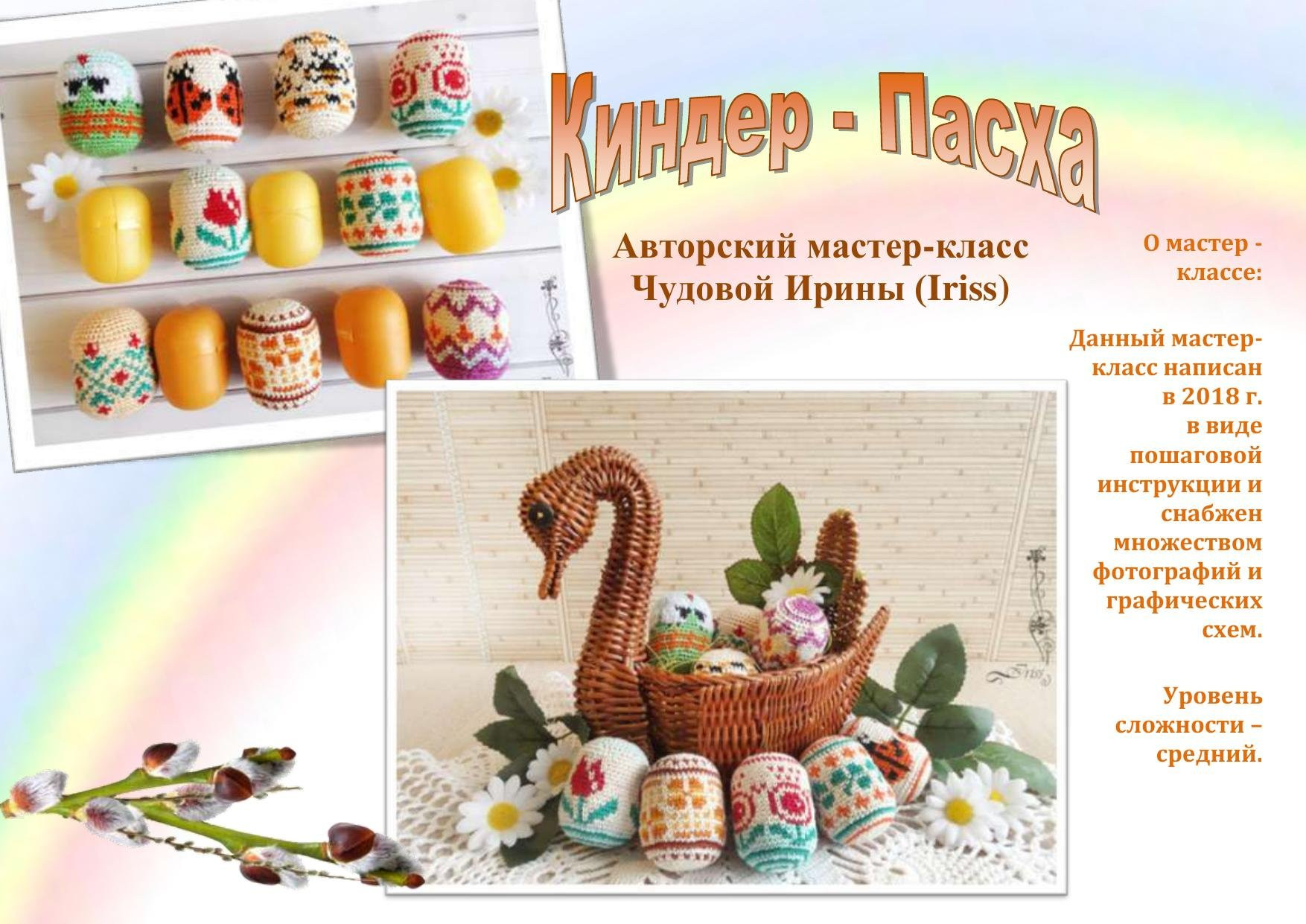 Мастер-класс по вязанию пасхальных яиц из ниток ирис на контейнеры от киндер-сюрприза