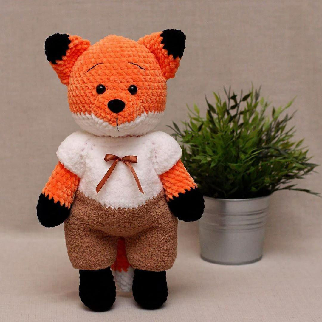 Мастер-класс вязания крючком Лисёнок из плюшевой пряжи