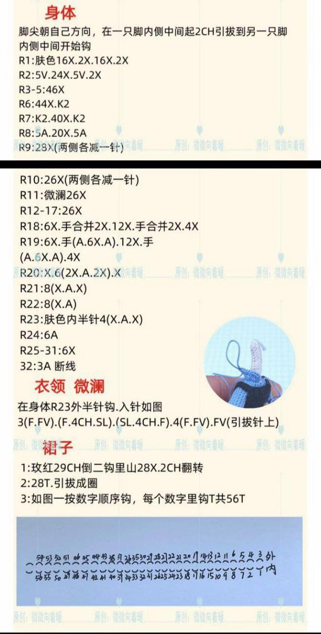 Match Girl Amigurumi Doll Crochet Pattern Chart with Full Instructions