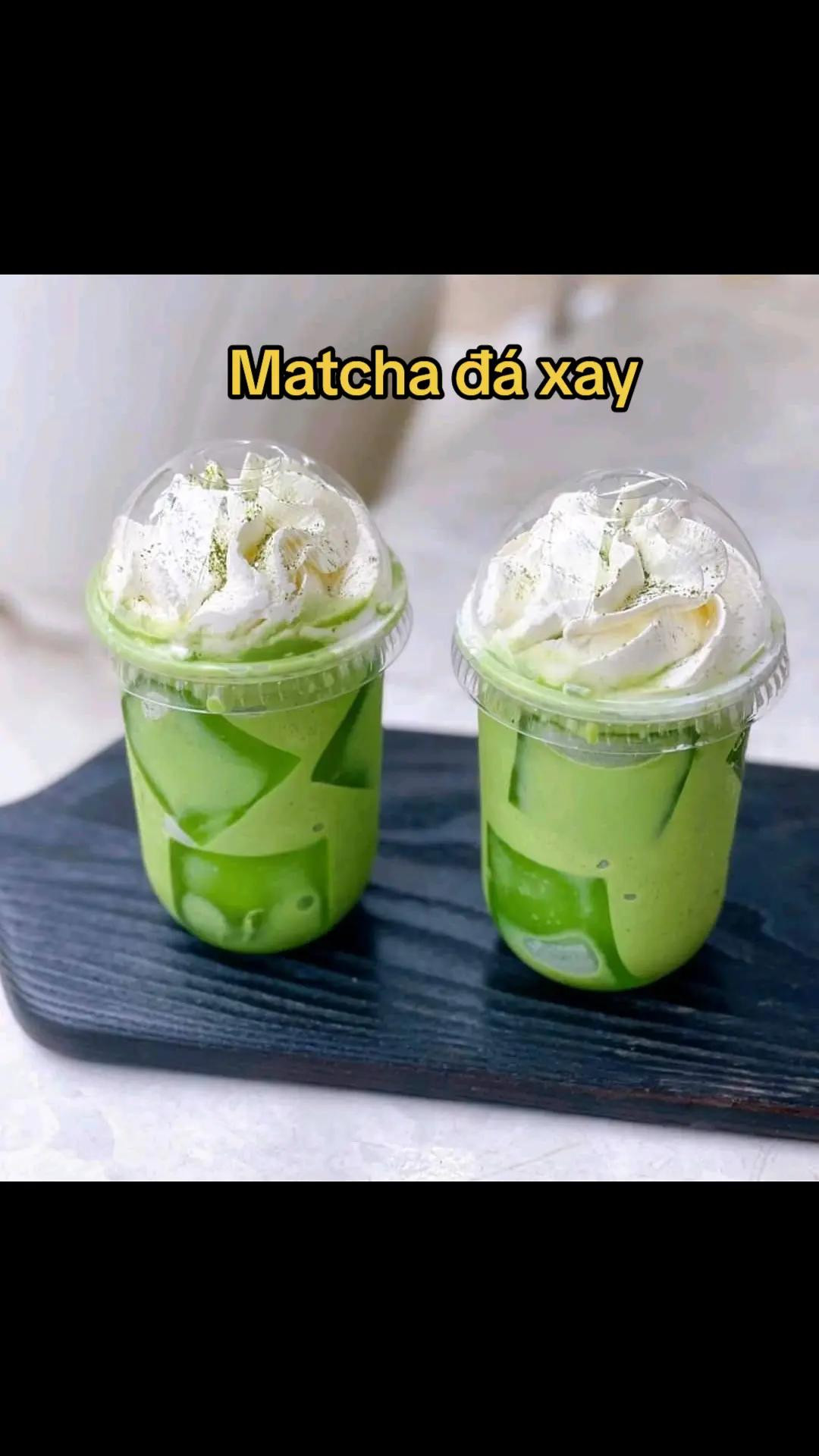 Matcha đá xay: Công thức làm trà xanh matcha với kem tươi, sữa đặc và bột matcha Đài Loan