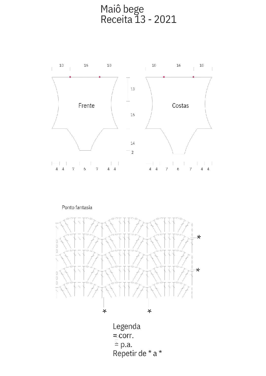 Mẫu đồ bơi một mảnh móc len màu be với họa tiết mắt lưới và bảng hướng dẫn chi tiết