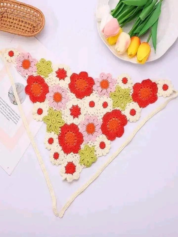 Mẫu móc khăn ruy băng hoa nhiều màu sắc