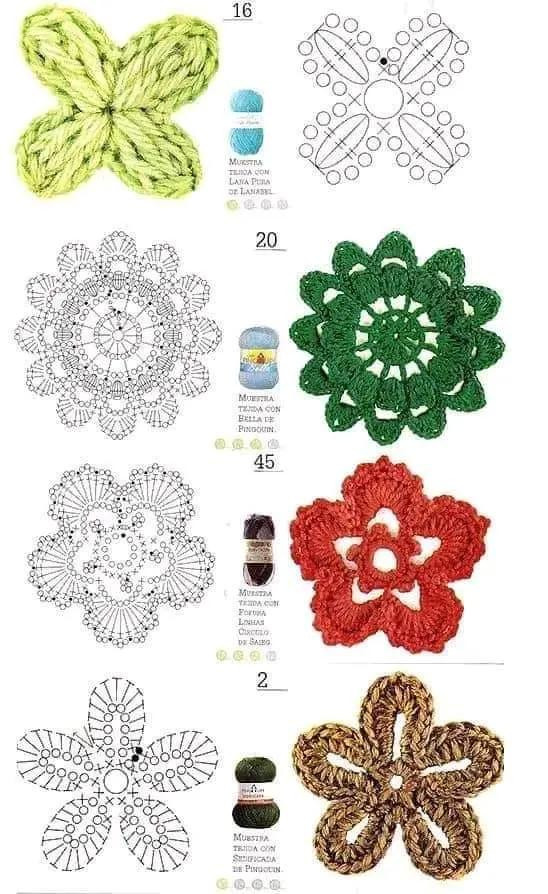 Mẫu móc khăn ruy băng hoa nhiều màu sắc