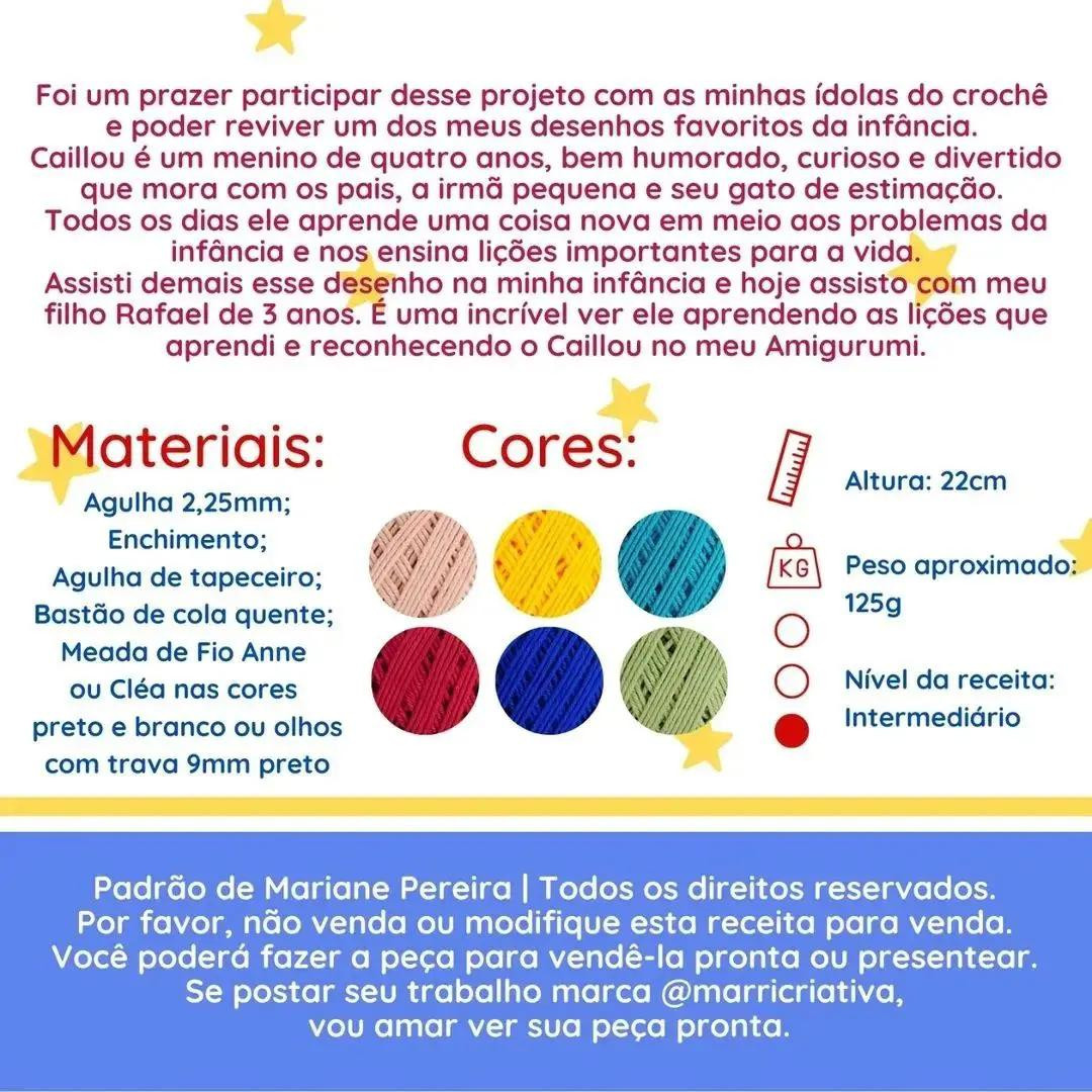 Mẫu móc len búp bê Caillou, áo vàng quần xanh