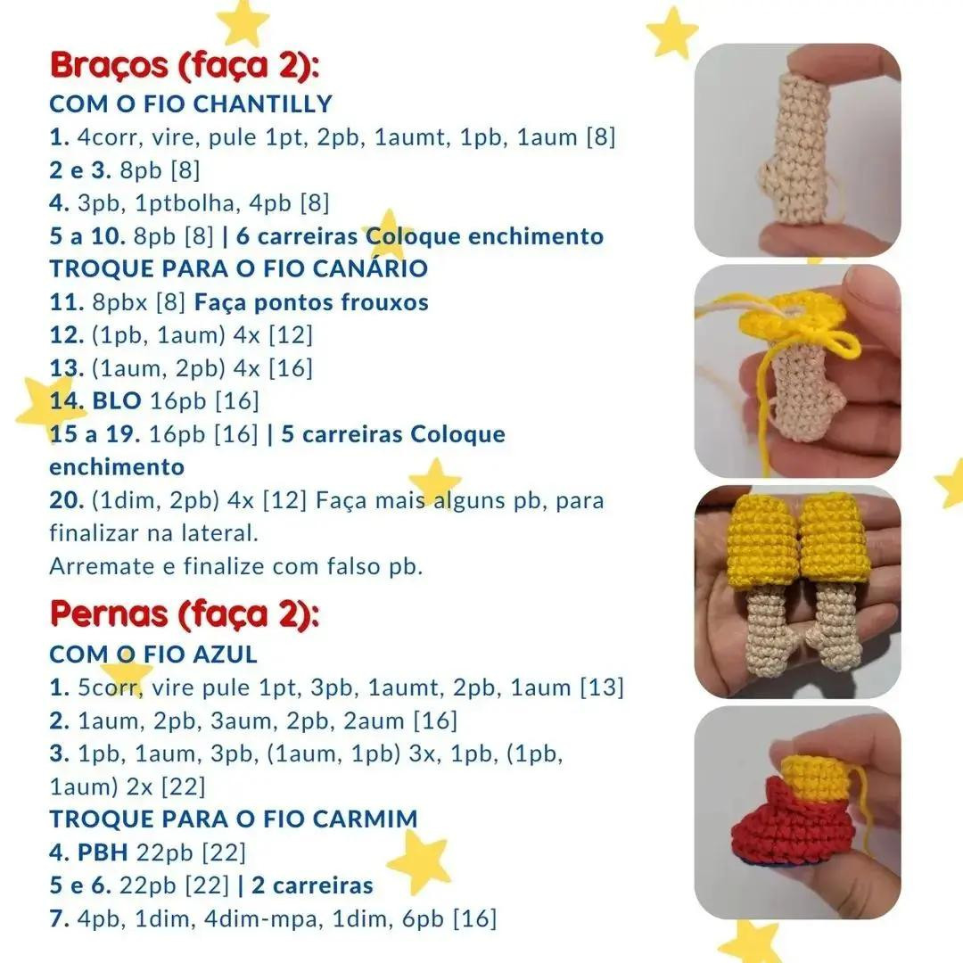 Mẫu móc len búp bê Caillou, áo vàng quần xanh