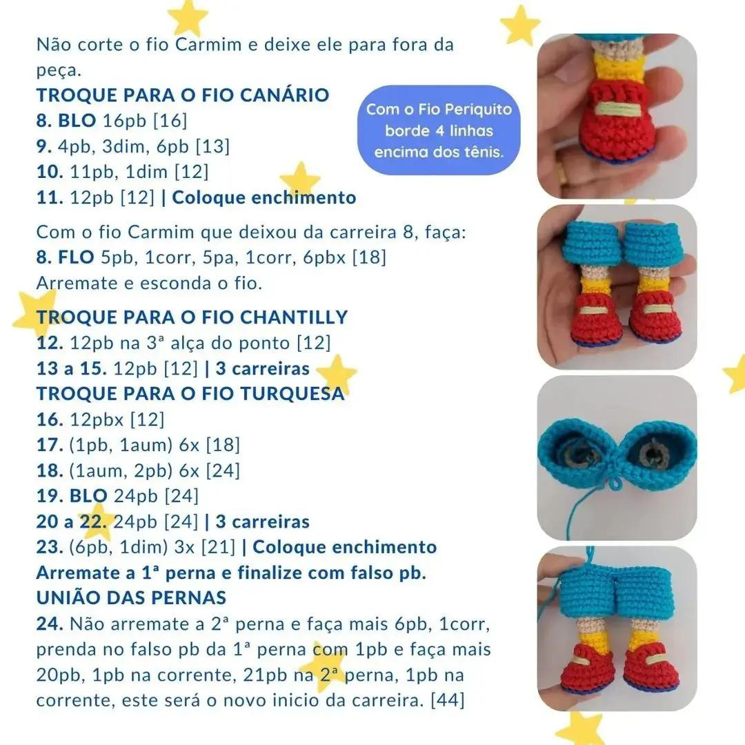 Mẫu móc len búp bê Caillou, áo vàng quần xanh