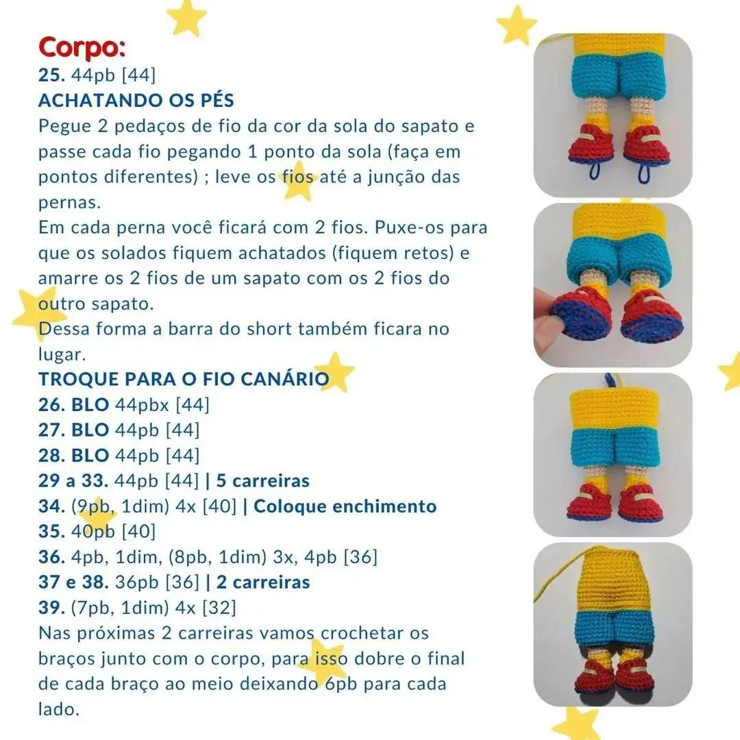 Mẫu móc len búp bê Caillou, áo vàng quần xanh