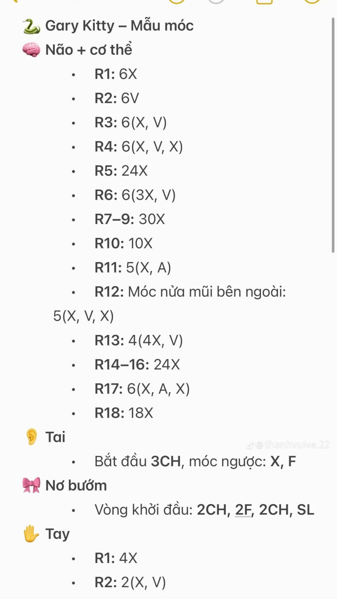 Mẫu móc len búp bê Gary Kitty dễ thương màu xanh trắng