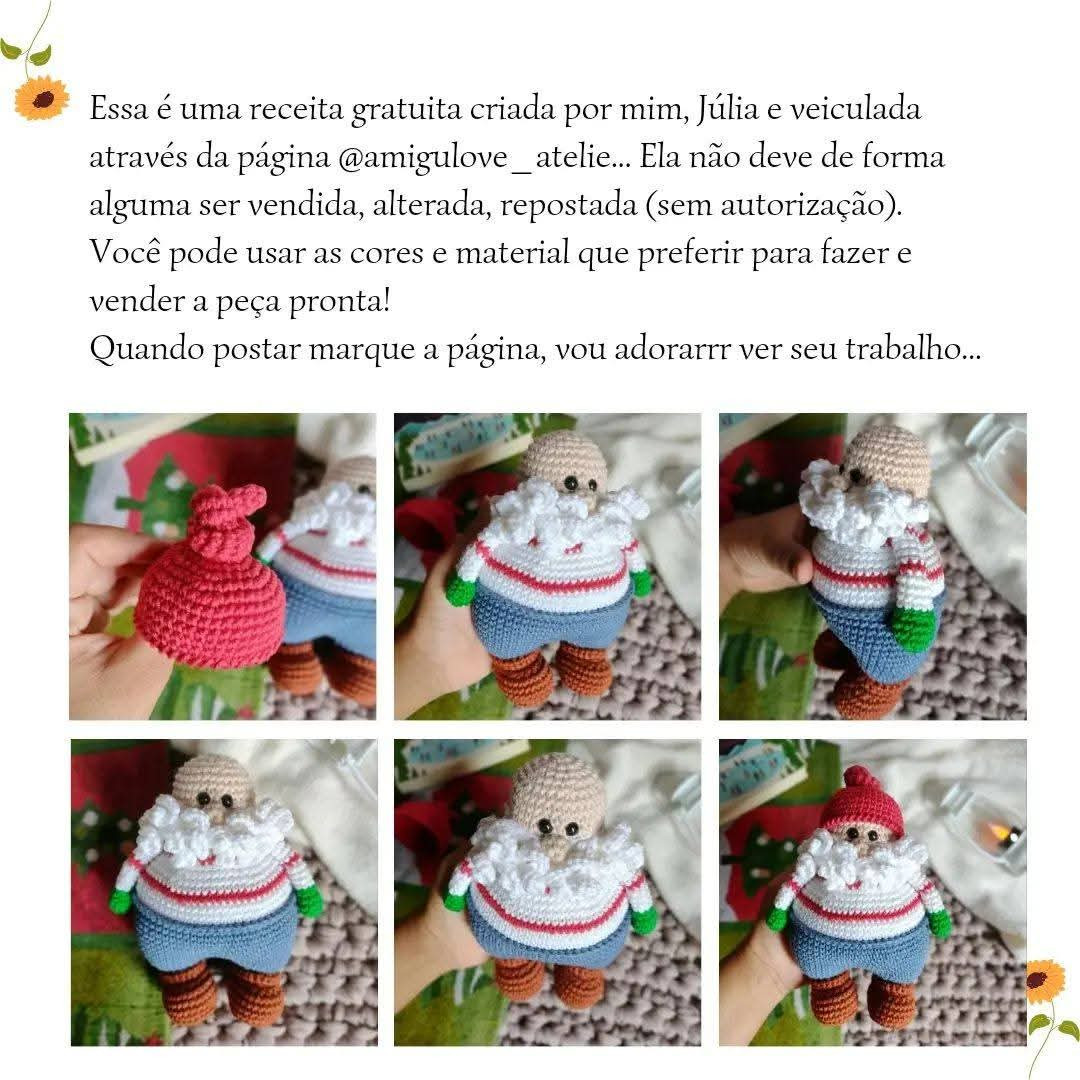 Mẫu móc len búp bê Noel (Santa Claus) màu đỏ trắng