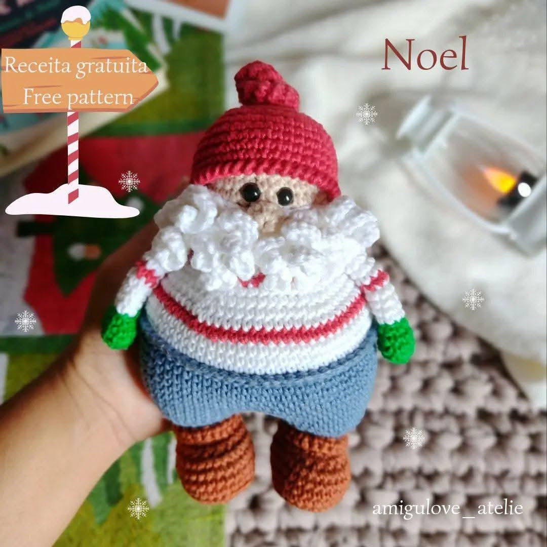 Mẫu móc len búp bê Noel (Santa Claus) màu đỏ trắng